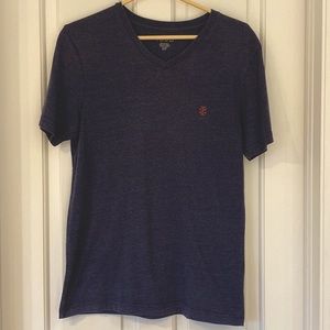 Mens IZOD V-Neck Short Sleeve Navy Tee w/logo Slim